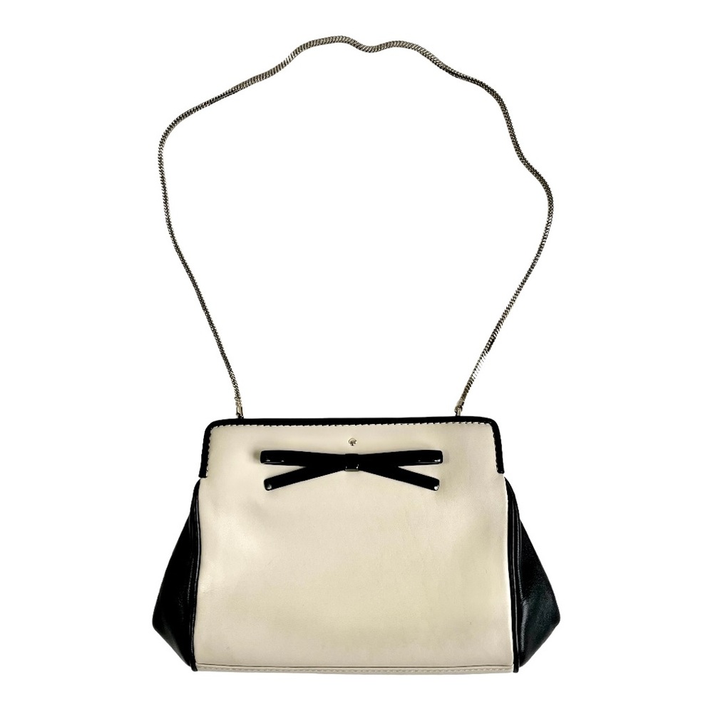 Kate Spade Cream and Black shoulder bag with chain and bow detail